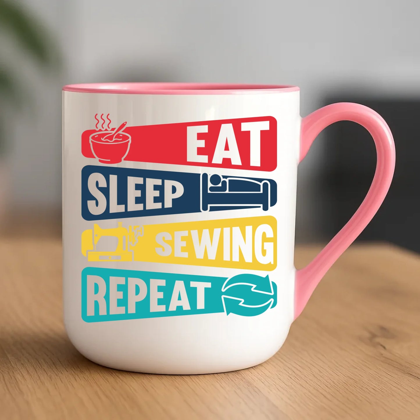 Kubek elegant szyciowy dla krawcowej - Eat sleep sewing repeat HS21 - StoryCups.pl