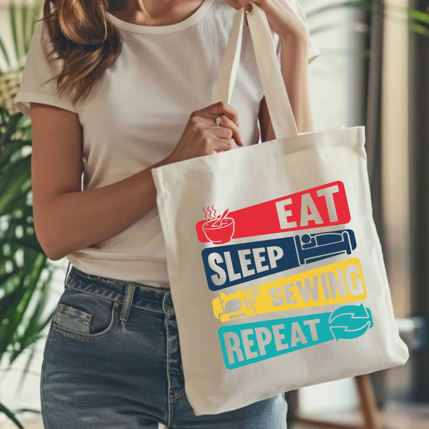 Torba szyciowa dla krawcowej - Eat sleep sewing repeat HS21 - StoryCups.pl