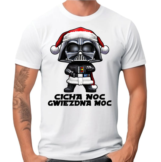 Koszulka męska świąteczna dla fanów Gwiezdnych Wojen - Cicha noc, gwiezdna moc BN132 - StoryCups.pl