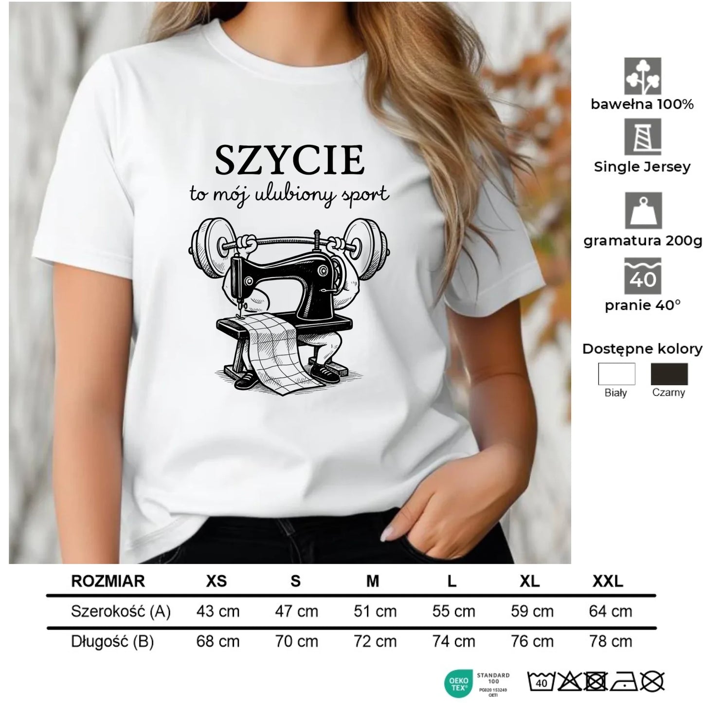 Koszulka damska szyciowa dla krawcowej - Szycie to mój ulubiony sport HS23 - StoryCups.pl