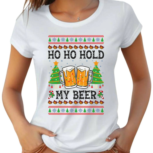 Koszulka damska świąteczna - Ho ho hold my beer BN131 - StoryCups.pl