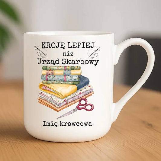 Kubek elegant szyciowy dla krawcowej - Kroję lepiej niż US - personalizowany HS33 - StoryCups.pl