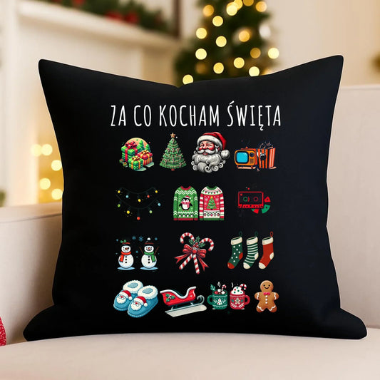 Poduszka dekoracyjna świąteczna - Za co kocham święta BN130 - StoryCups.pl