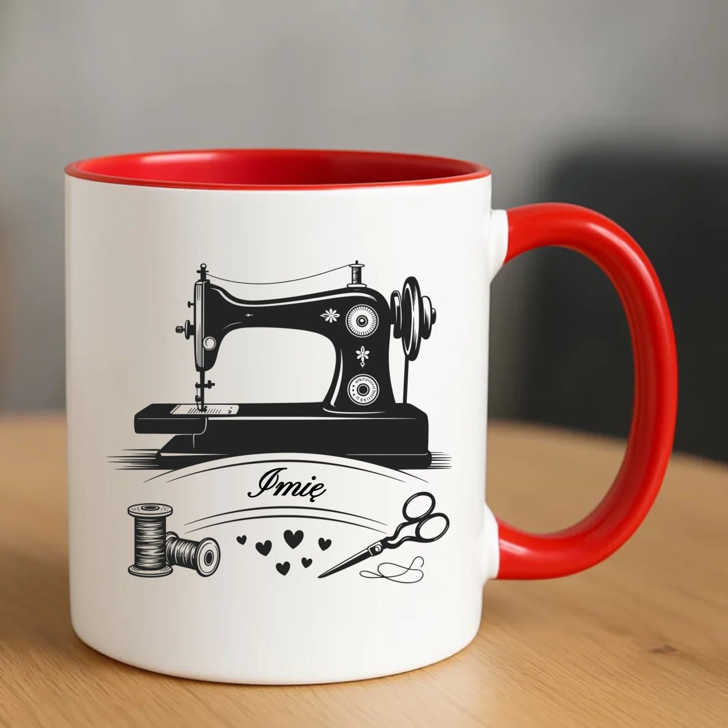 Kubek szyciowy dla krawcowej – Maszyna vintage- personalizowany HS34 - StoryCups.pl
