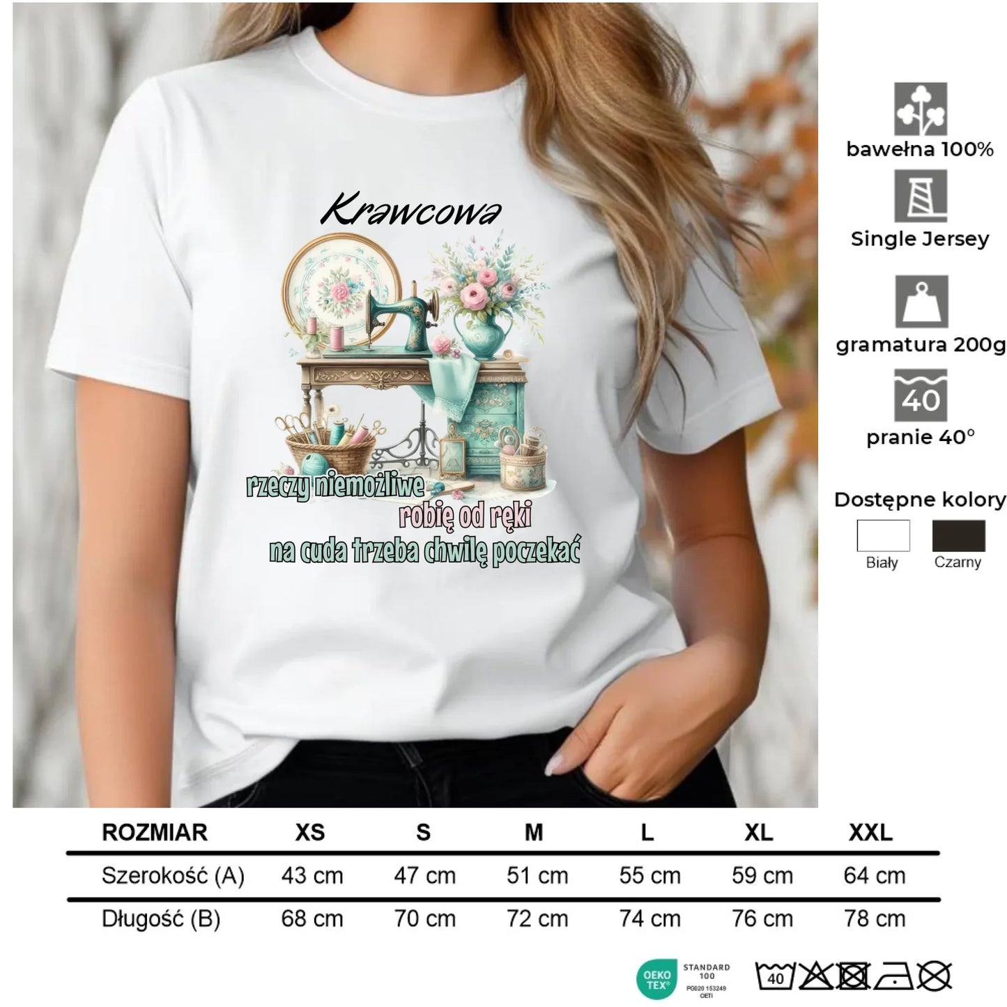 Koszulka damska szyciowa dla krawcowej - Rzeczy niemożliwe HS35 - StoryCups.pl