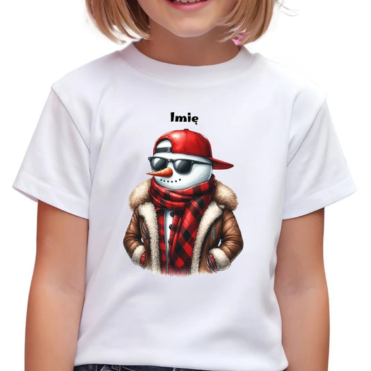 Koszulka dziecięca świąteczna - Stylowy bałwan - personalizowana BN129 - StoryCups.pl