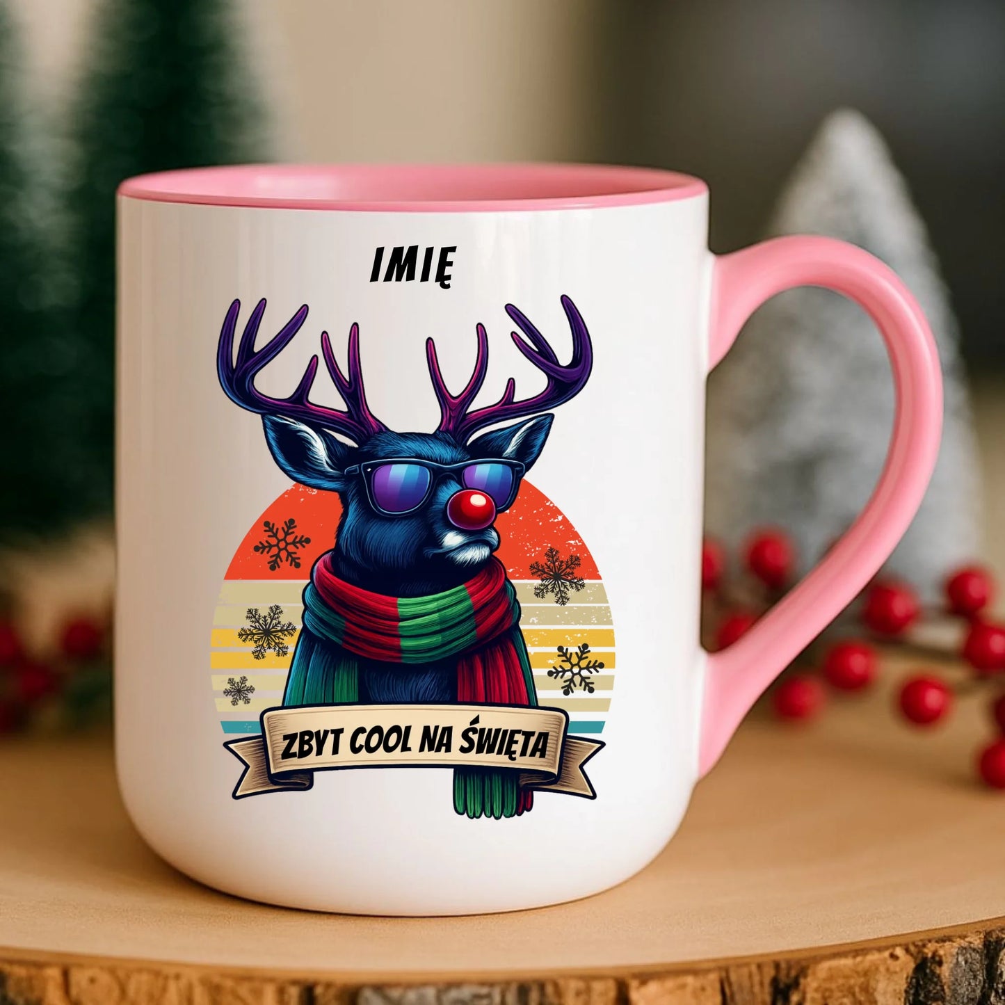Kubek elegant świąteczny z reniferem - Zbyt cool na święta - personalizowany BN128 - StoryCups.pl