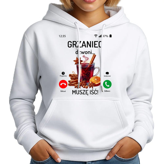 Bluza damska z kapturem świąteczna - Grzaniec dzwoni, muszę iść BN127 - StoryCups.pl
