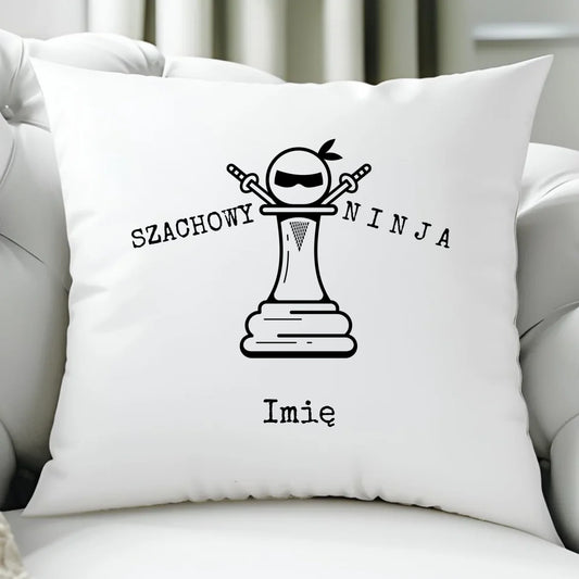 Poduszka dla szachisty - Szachowy ninja - personalizowana HSZ01 - StoryCups.pl