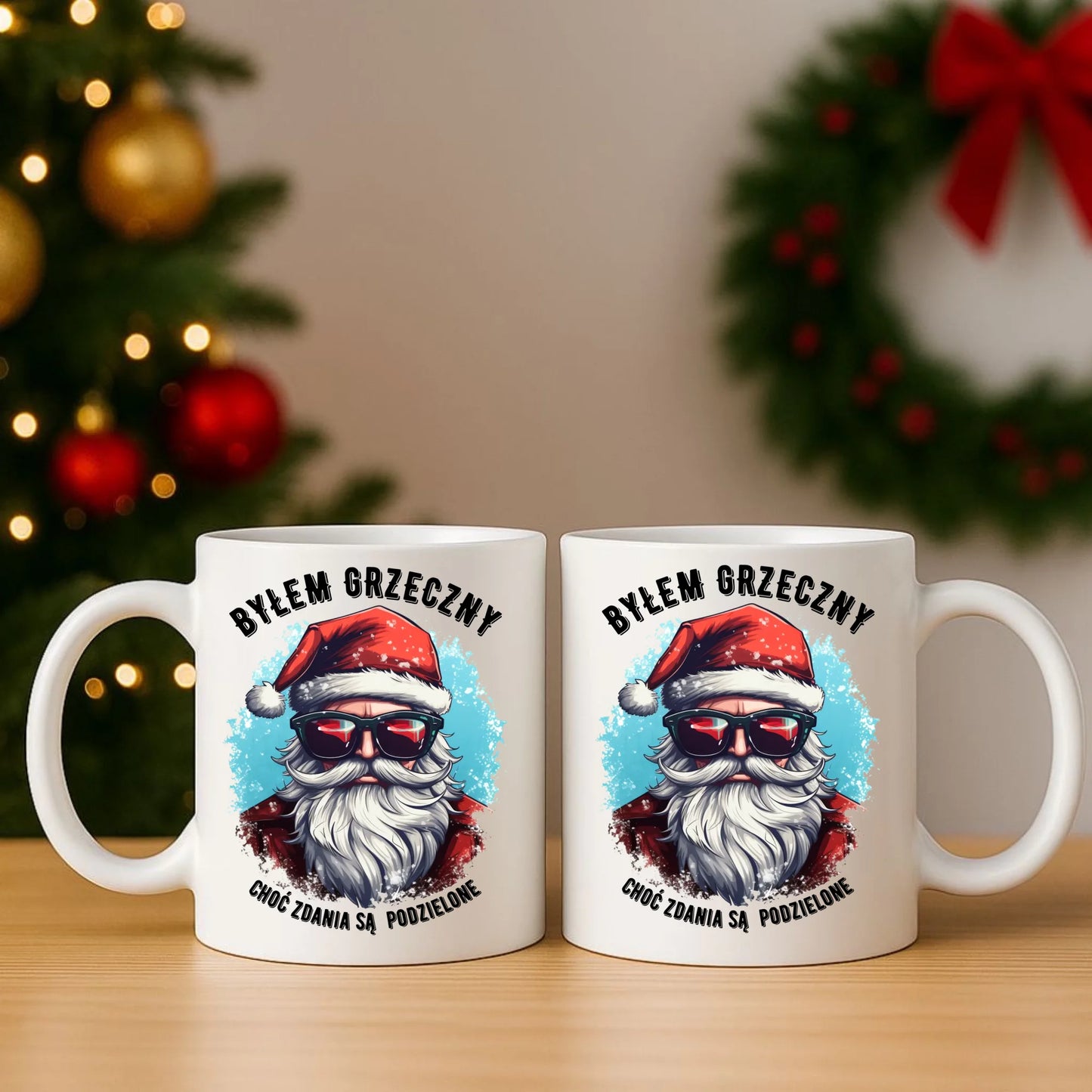 Zestaw poduszka i kubek świąteczny z Mikołajem - Byłem grzeczny, choć zdania są podzielone BN126 - StoryCups.pl