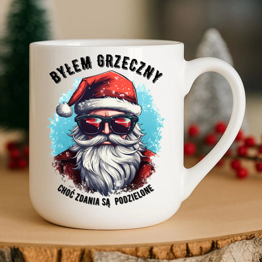 Kubek elegant świąteczny z Mikołajem - Byłem grzeczny, choć zdania są podzielone BN126 - StoryCups.pl