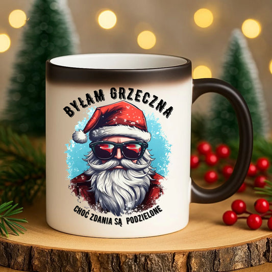 Kubek magiczny świąteczny z Mikołajem - Byłam grzeczna, choć zdania są podzielone BN138 - StoryCups.pl