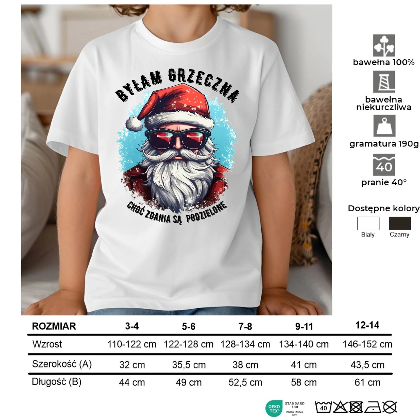 Koszulka dziecięca świąteczna z Mikołajem - Byłam grzeczna, choć zdania są podzielone BN138 - StoryCups.pl