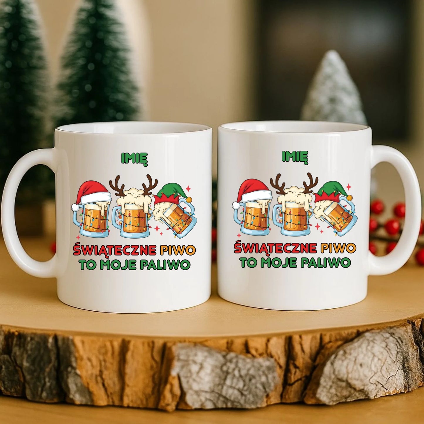 Kubek świąteczny - Świąteczne piwo to moje paliwo - personalizowany BN119 - StoryCups.pl