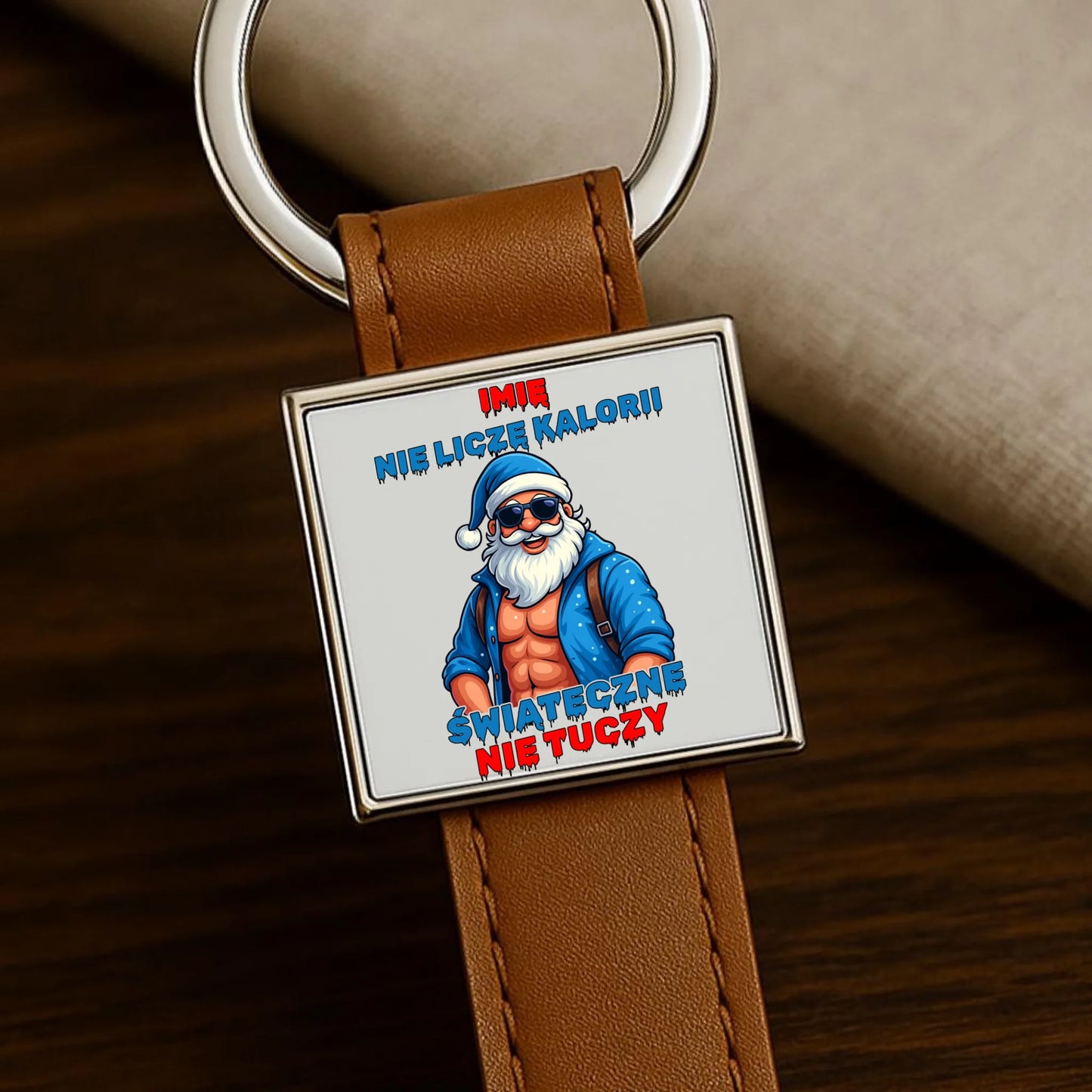 Brelok świąteczny z Mikołajem - Świąteczne nie tuczy - personalizowany BN118 - StoryCups.pl