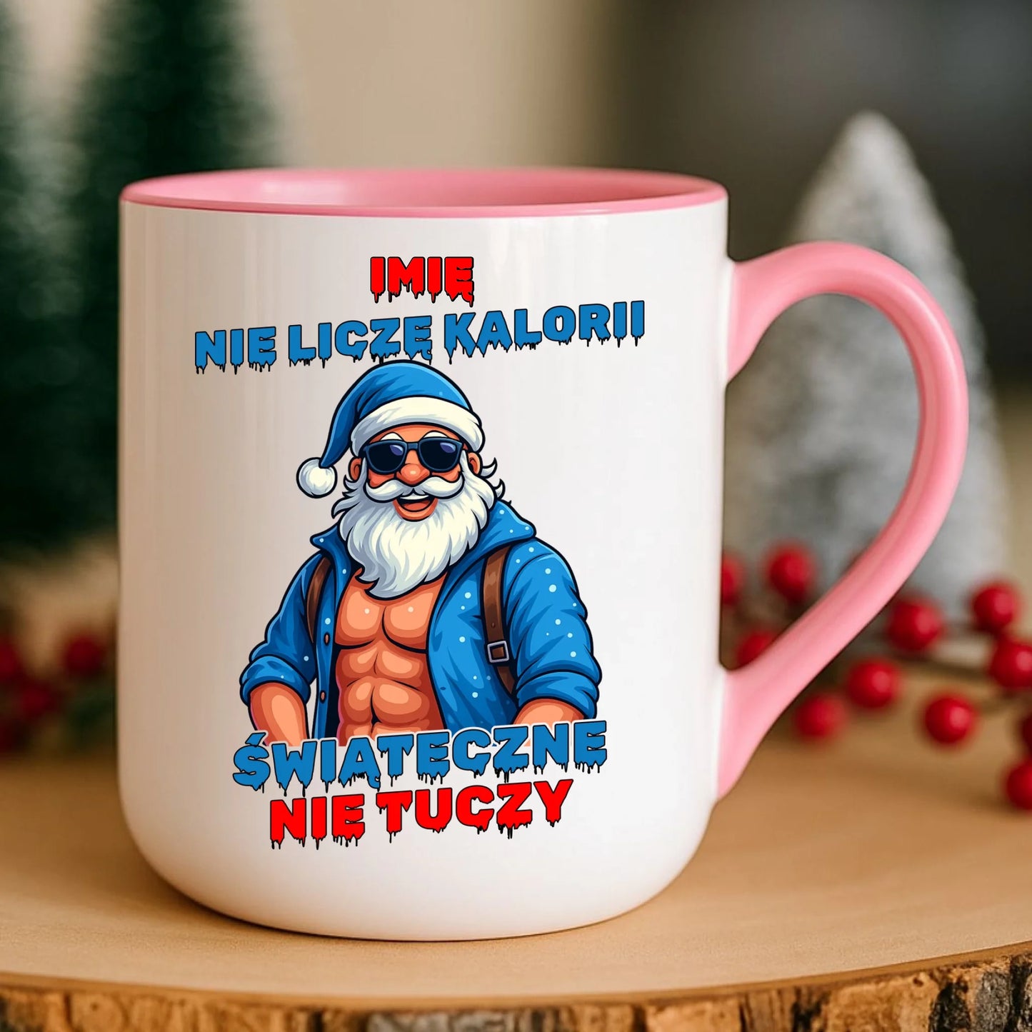 Kubek elegant świąteczny z Mikołajem - Świąteczne nie tuczy - personalizowany BN118 - StoryCups.pl