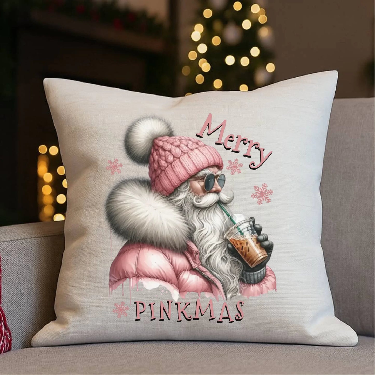 Poduszka świąteczna - Różowe Święta - Merry pinkmas BN117 - StoryCups.pl