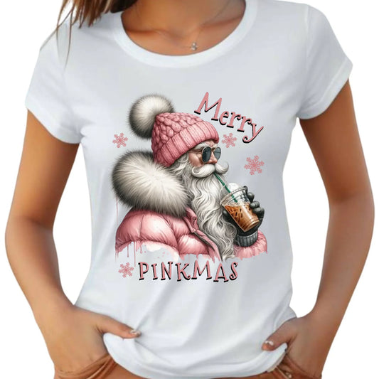 Koszulka damska świąteczna - Różowe Święta - Merry pinkmas BN117 - StoryCups.pl