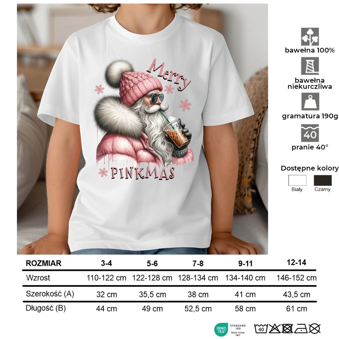 Koszulka dziecięca świąteczna dla dziewczynki - Różowe Święta - Merry Pinkmas BN117 - StoryCups.pl