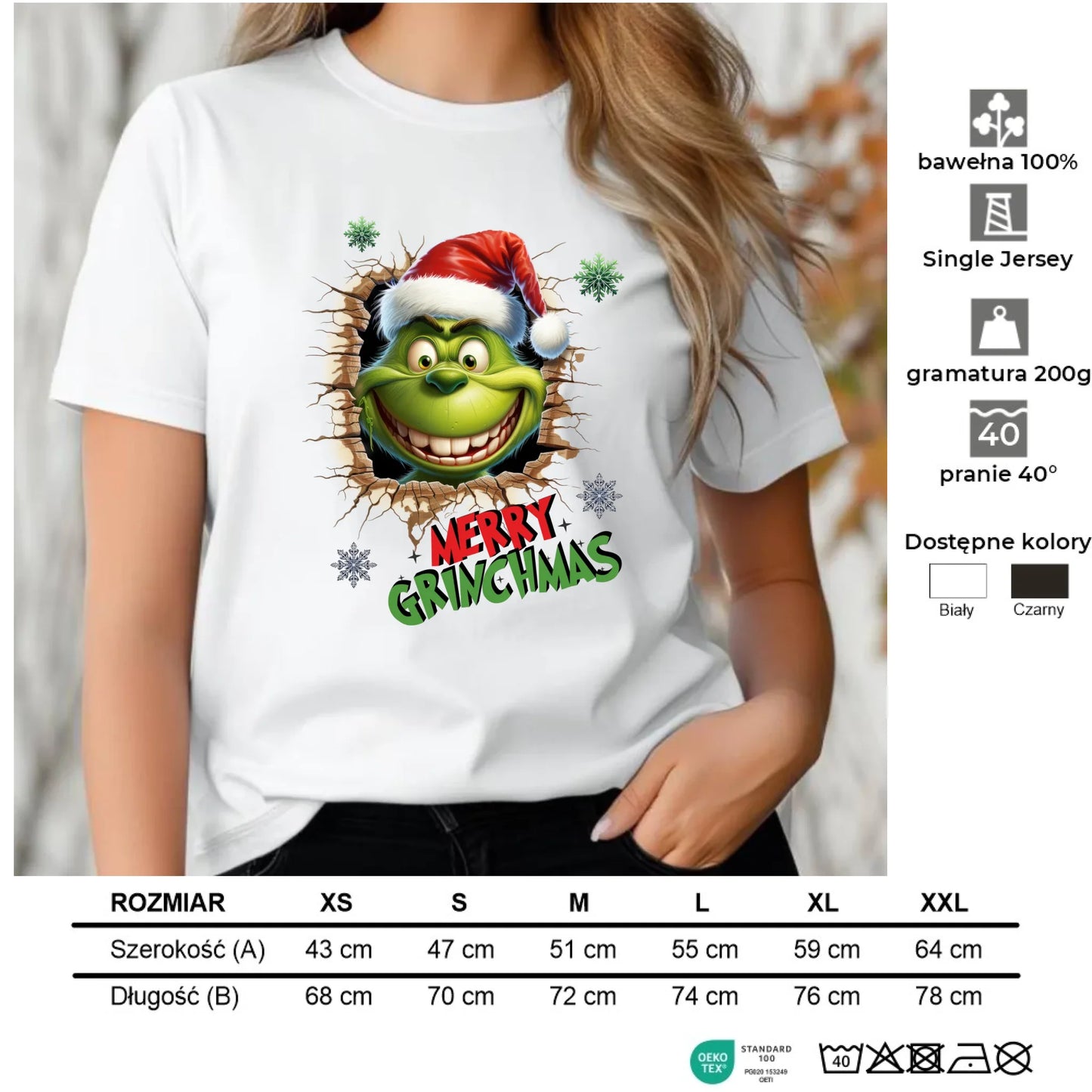 Koszulka damska świąteczna - Grinch - Merry Grinchmas BN113 - StoryCups.pl