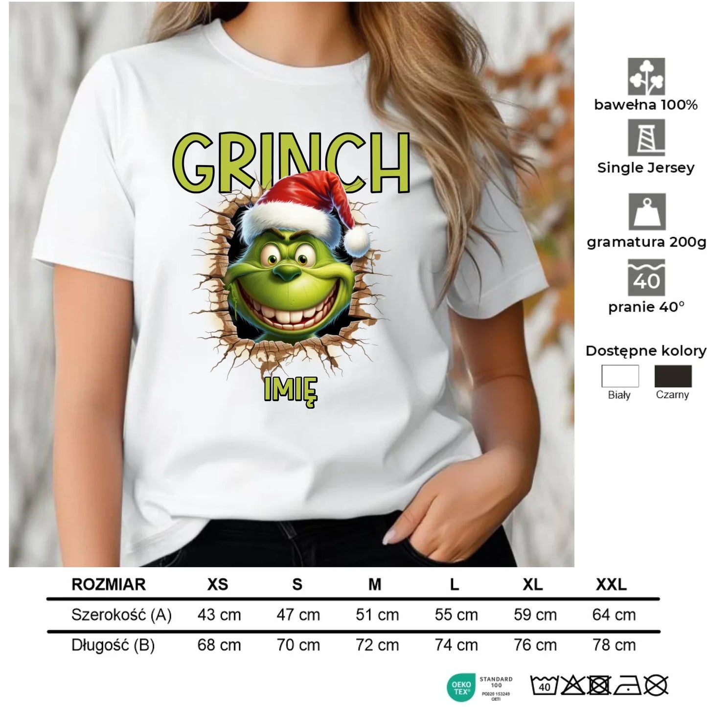 Koszulka damska świąteczna - Grinch - personalizowana BN112 - StoryCups.pl