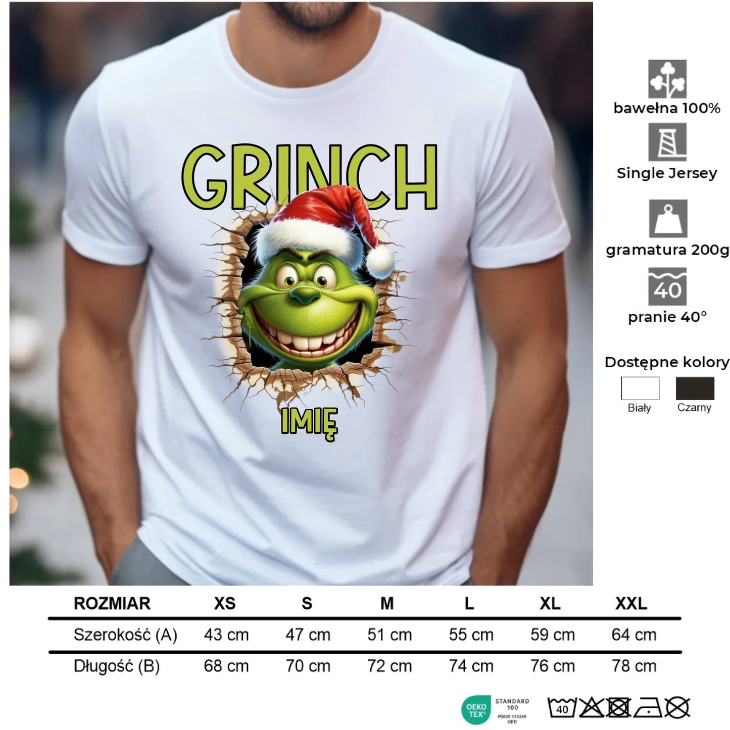 Koszulka męska świąteczna - Grinch - personalizowana BN112 - StoryCups.pl