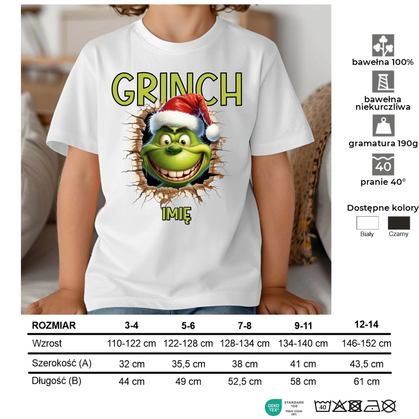 Koszulka dziecięca świąteczna - Grinch - personalizowana BN112 - StoryCups.pl