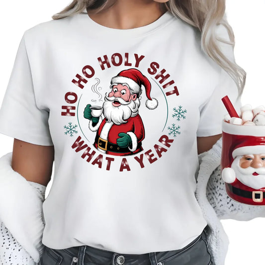Ho ho holy shit | Świąteczna koszulka damska BN74 - StoryCups.pl
