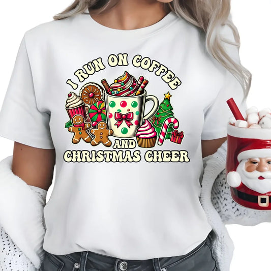 I run on coffee | Świąteczna koszulka damska BN47 - StoryCups.pl