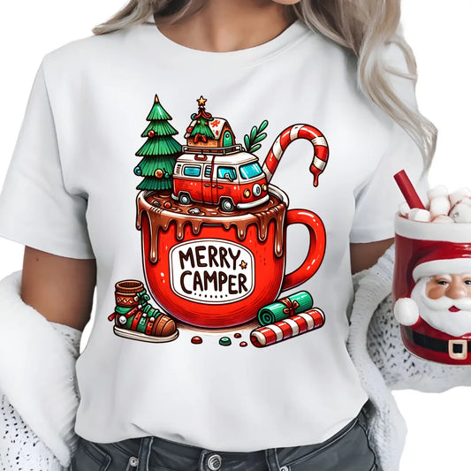 Merry Camper | Personalizowana koszulka damska świąteczna BN43 - StoryCups.pl