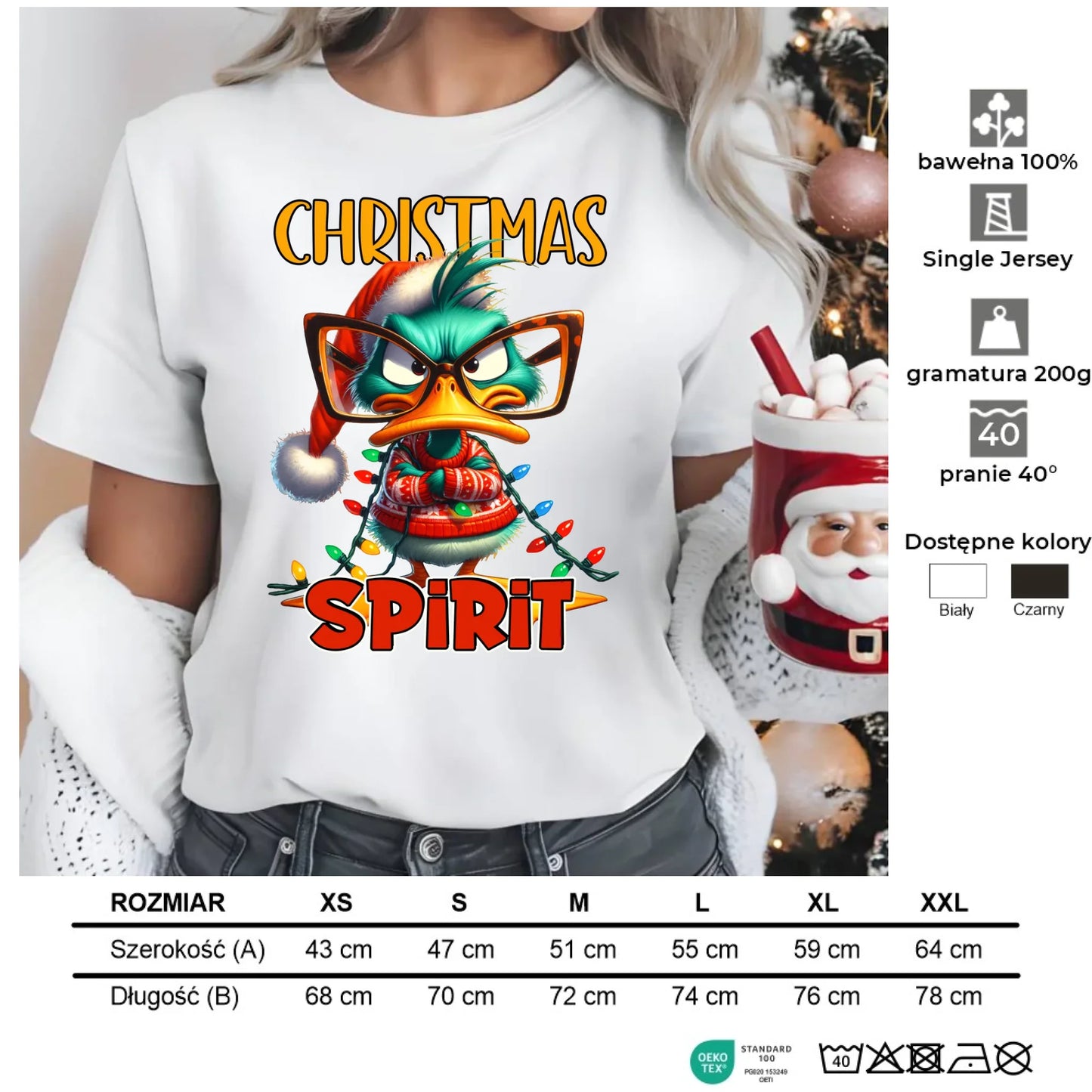 Christmas spirit | Świąteczna koszulka damska BN76 - StoryCups.pl