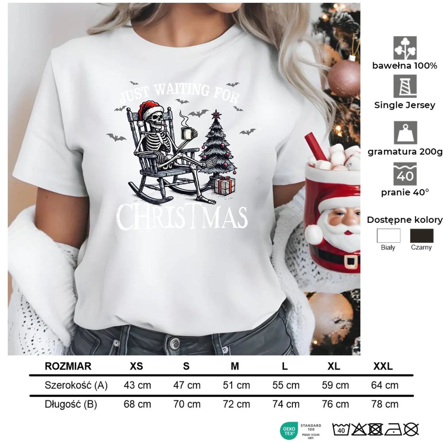 Czekam tylko na święta | Świąteczna koszulka damska BN56 - StoryCups.pl