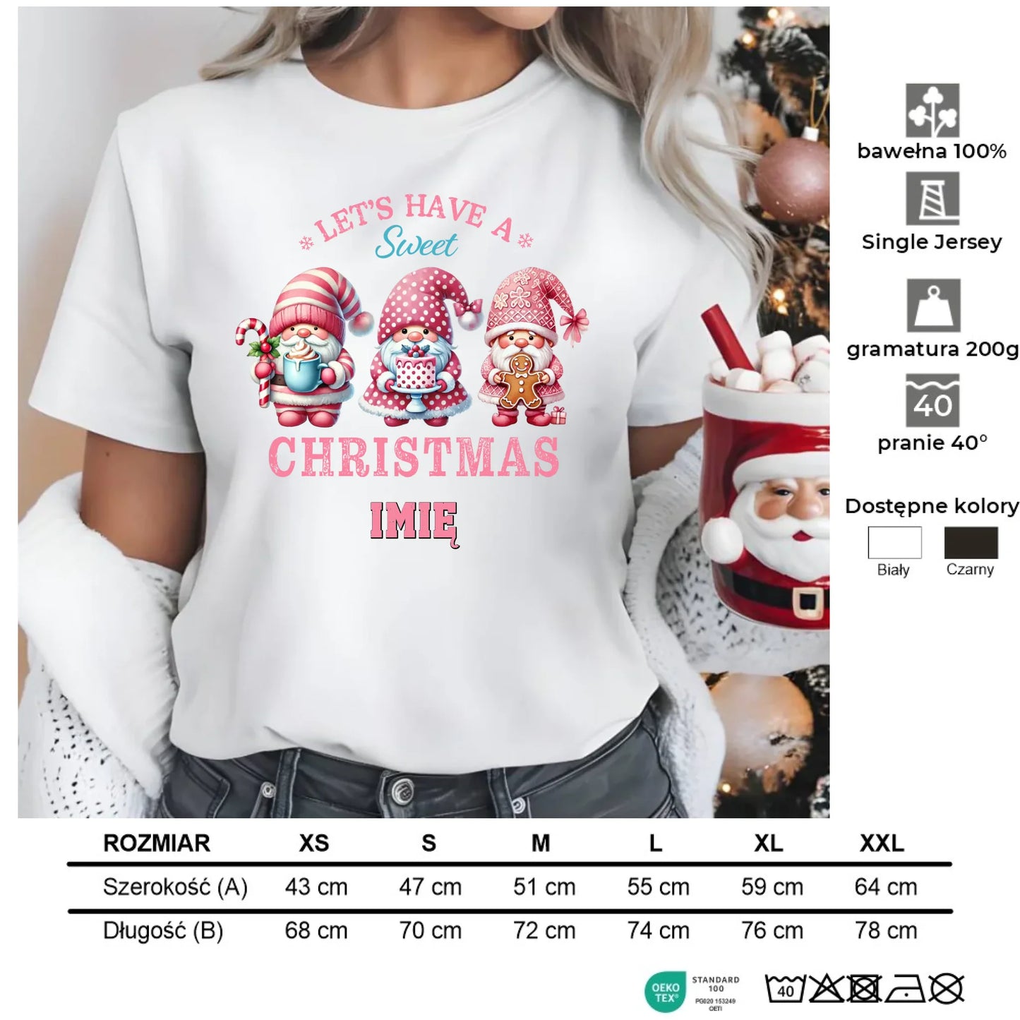 Słodkie święta | Personalizowana świąteczna koszulka damska BN57 - StoryCups.pl