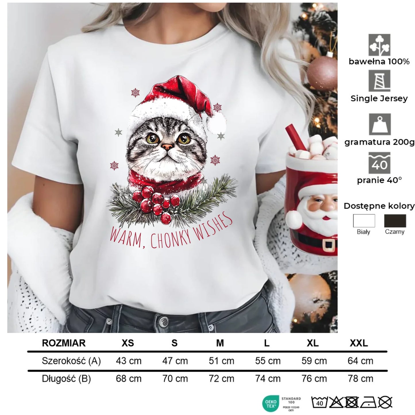 Warm, Chonky Wishes | Świąteczna koszulka damska BN36 - StoryCups.pl