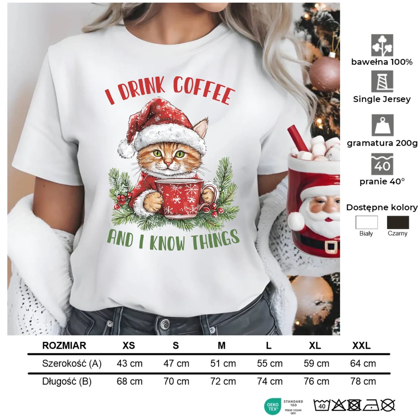 I drink coffee and I know things | Świąteczna koszulka damska BN39 - StoryCups.pl