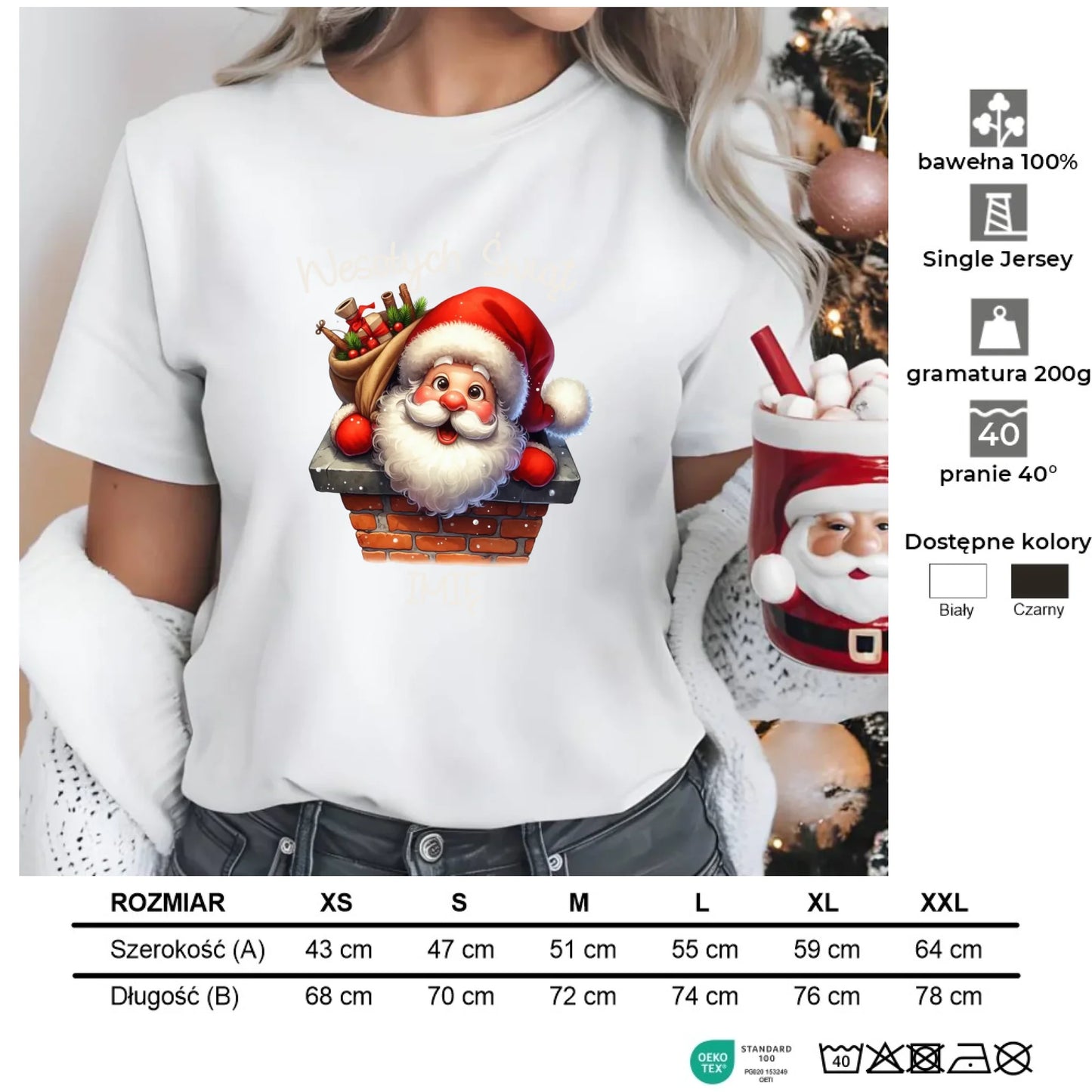 Mikołaj | Świąteczna koszulka damska z imieniem BN08 - StoryCups.pl