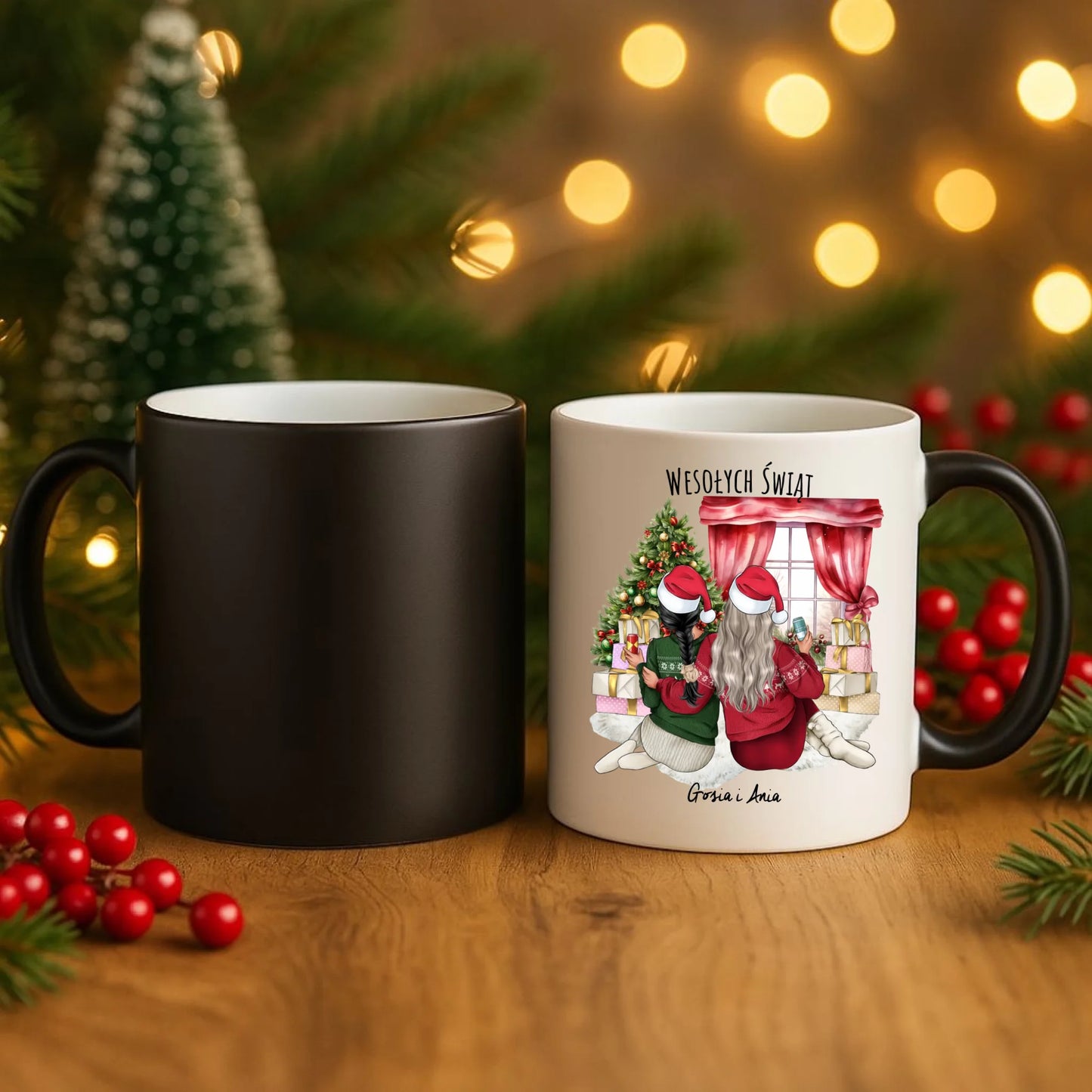 Kubek magiczny świąteczny - prezent dla przyjaciółki - 2-4 przyjaciółek - personalizowany PR06 - StoryCups.pl