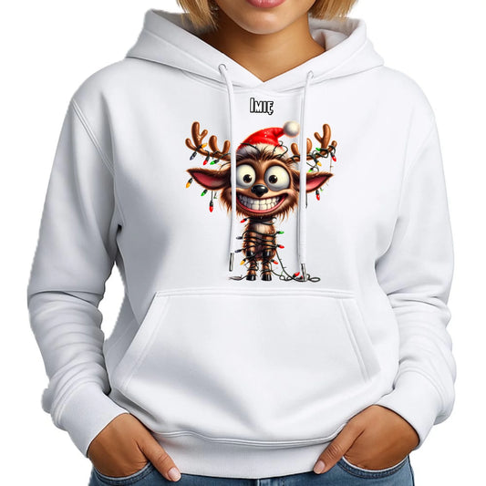 Renifer | Personalizowana świąteczna bluza damska z kapturem BN93 - StoryCups.pl