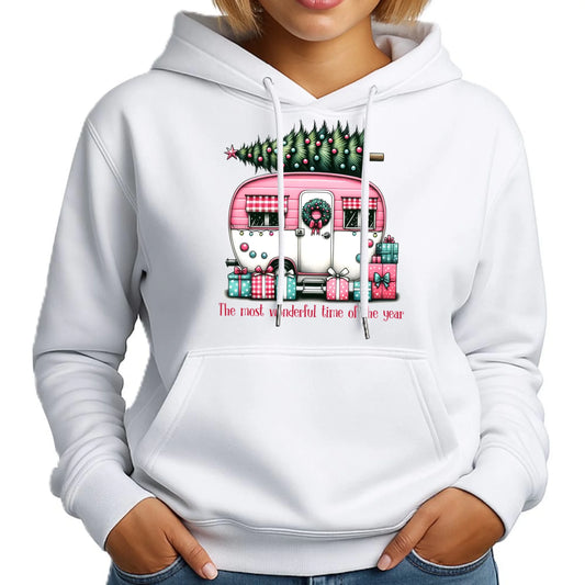 Kempingowe Święta | Świąteczna bluza damska z kapturem BN40 - StoryCups.pl