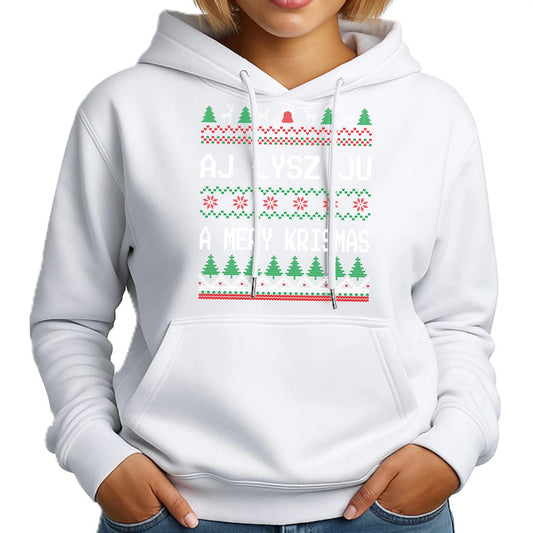 Aj łysz ju a mery krismas | Świąteczna bluza damska z kapturem BN12 - StoryCups.pl