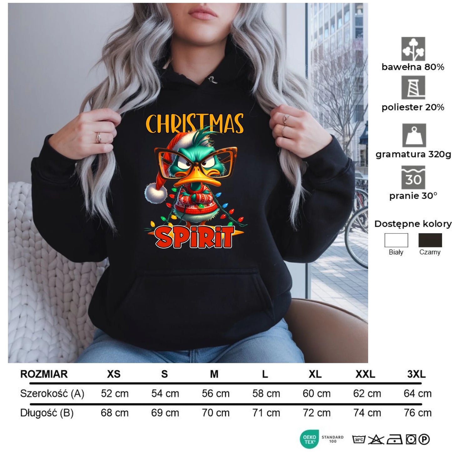 Christmas spirit | Świąteczna bluza damska z kapturem BN76 - StoryCups.pl