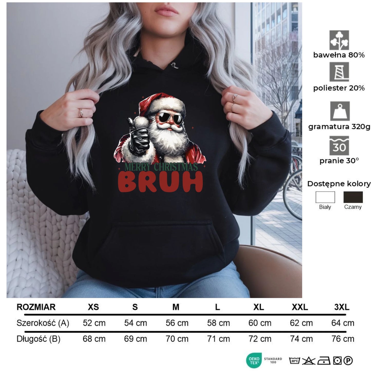 Merry Christmas Bruh | Świąteczna bluza damska z kapturem BN65 - StoryCups.pl