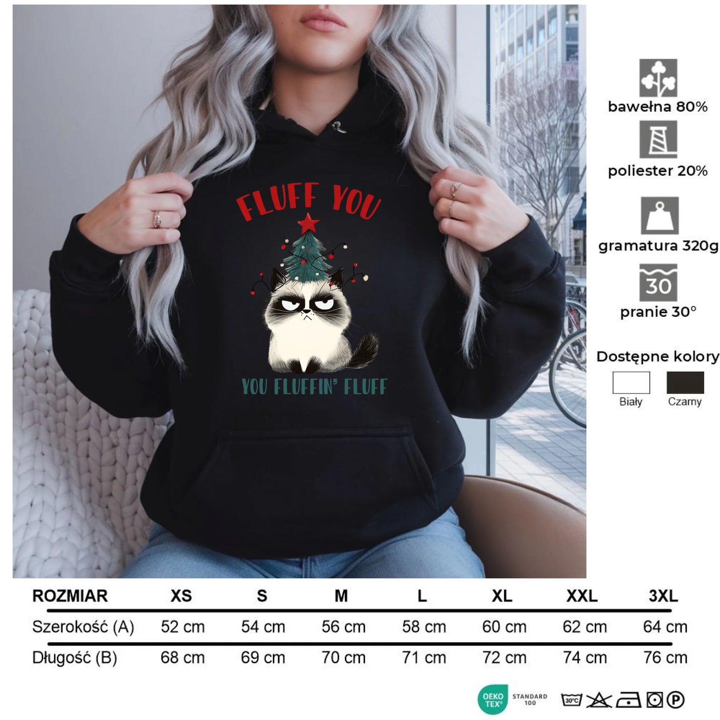 Fluff You | Świąteczna bluza damska z kapturem BN10 - StoryCups.pl