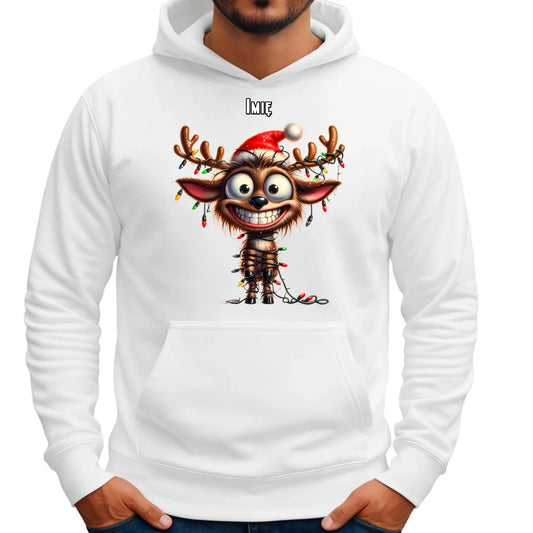 Renifer | Personalizowana świąteczna bluza męska z kapturem BN93 - StoryCups.pl