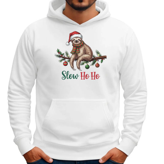 Leniwiec slow ho ho | Świąteczna bluza męska z kapturem BN92 - StoryCups.pl