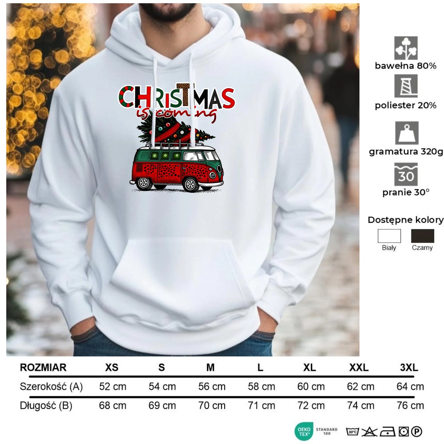 Christmas is coming | Świąteczna bluza męska z kapturem BN42 - StoryCups.pl