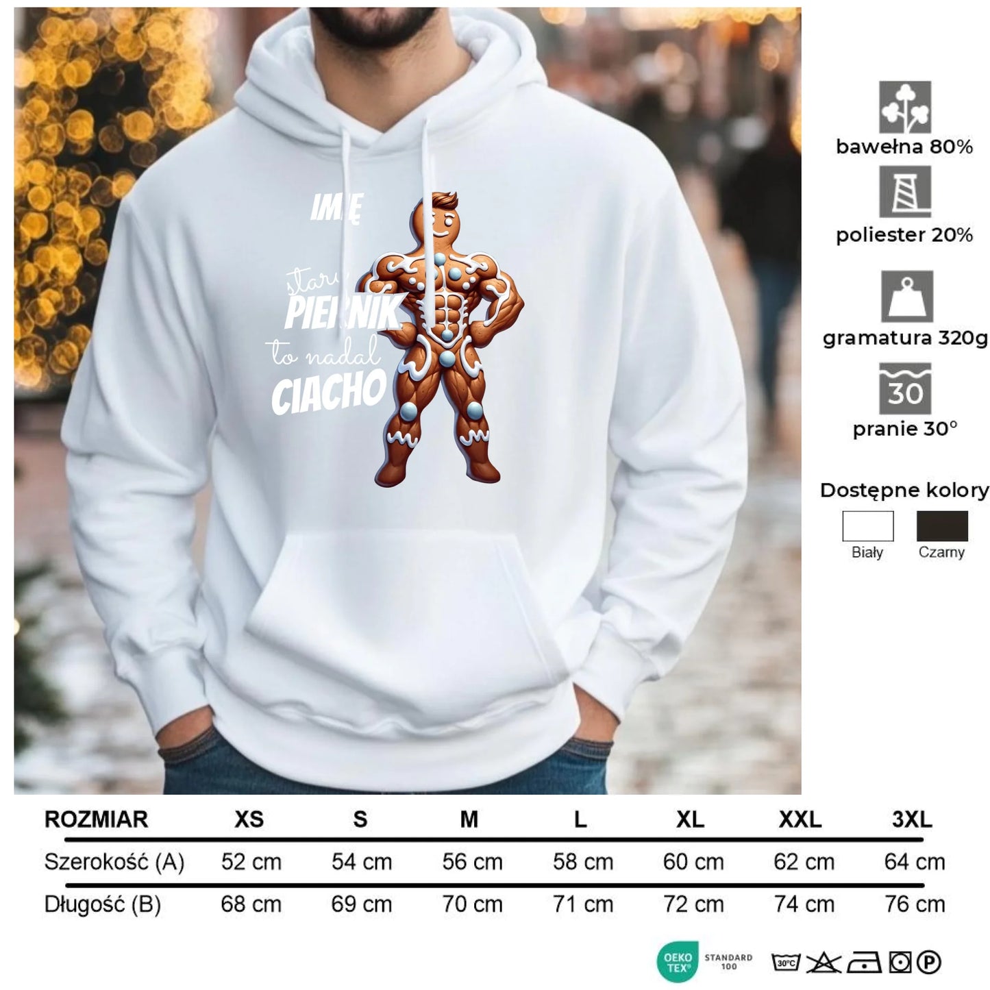 Stary piernik to nadal ciacho | Śmieszna bluza męska z kapturem BN23 - StoryCups.pl