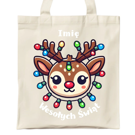 Renifer Wesołych Świąt | Personalizowana torba świąteczna BN72 - StoryCups.pl