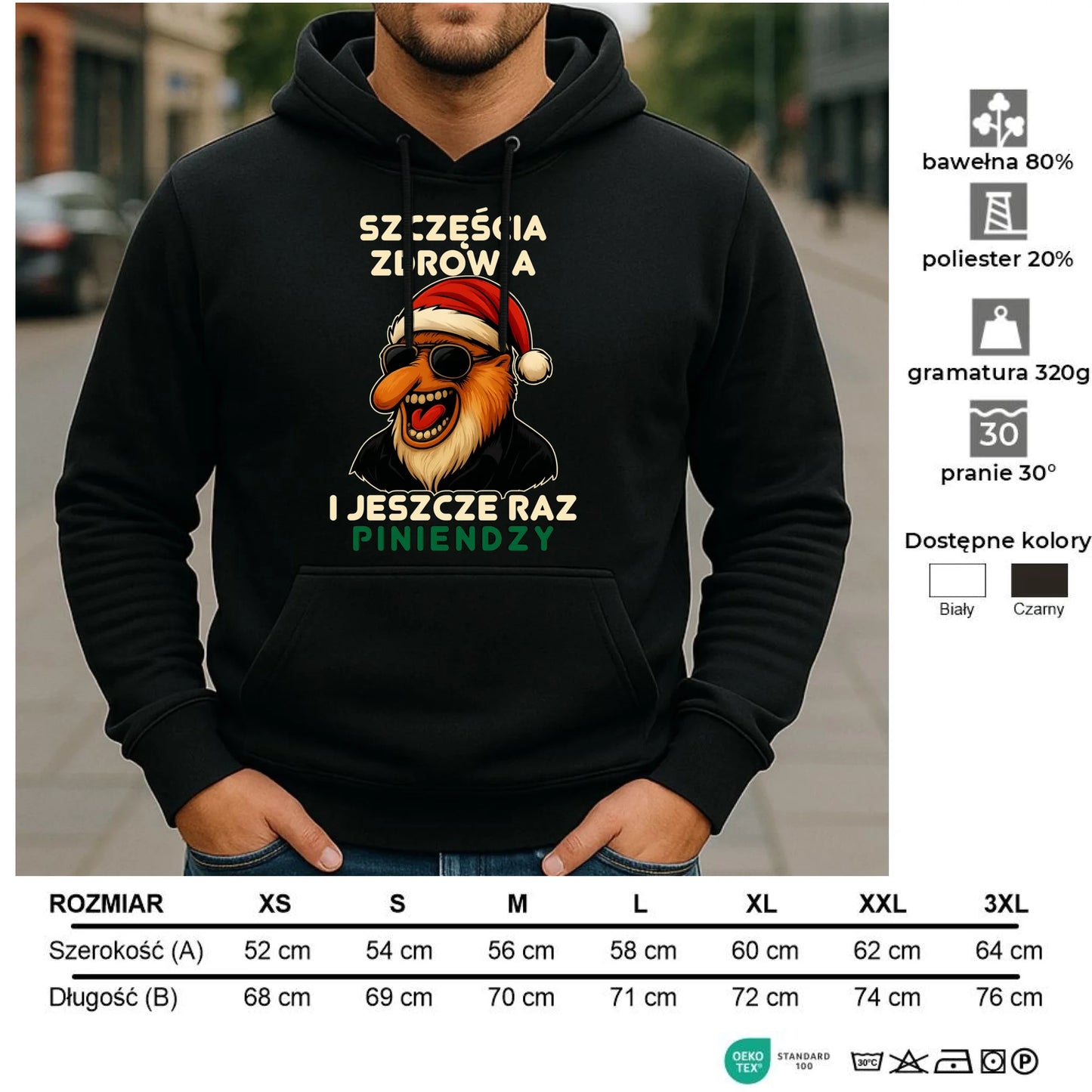 Bluza męska z kapturem świąteczna - Janusz Nosacz - I jeszcze raz piniendzy BN111 - StoryCups.pl