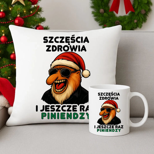 Zestaw poduszka i kubek świąteczny - Janusz Nosacz - I jeszcze raz piniendzy BN111 - StoryCups.pl